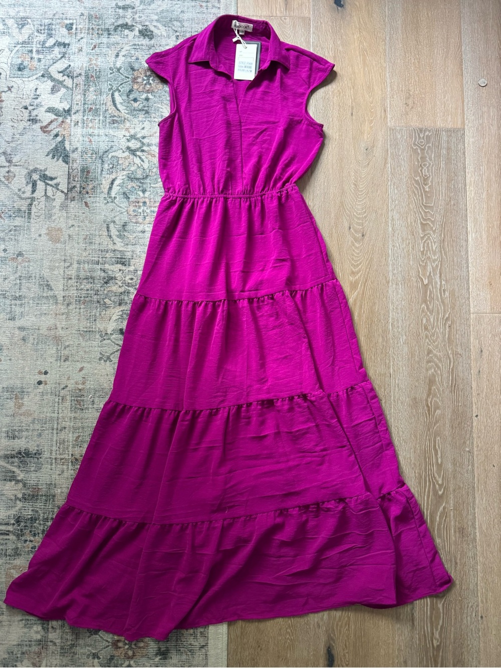 Koolook Femme Sleeveless Tiered Maxi Dress in Fuchsia Orchid Violet Purple Small